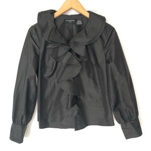 Sutton Studio Black Blouse Top Silk Ruffles SP